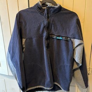Kavu half zip jacket.  Adult small! Denim material .  Vintage Kavu pullover